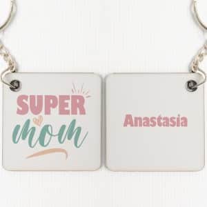 Personalised Keyring Squared- SuperMom with Name