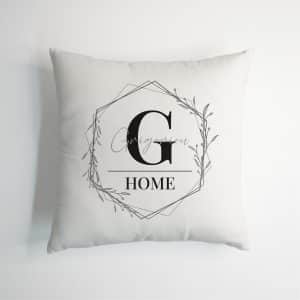 Personalised Pillow- Geometric Floral with Name and Home