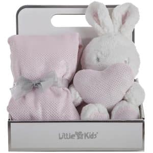 PINK SET, BLANKET 75X75CM.+ RABBIT 30CM.