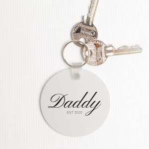 Personalised Round Keyring - Daddy EST Year