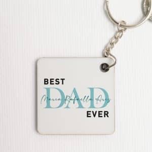 Personalised Square Keyring - Best Dad Ever with Names