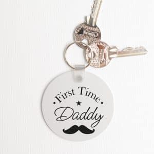 Personalised Round Keyring - First Time Daddy