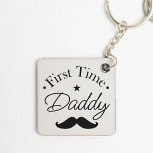 Personalised Square Keyring - First Time Daddy