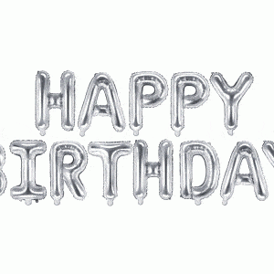 Foil Balloon Happy Birthday, 340x35cm, silver 1ctn/50pc.