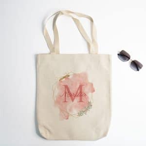 Personalised Tote Bag - Geometric Watercolor Initial and Name