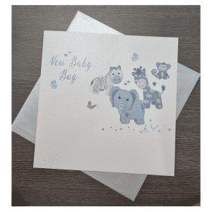 LARGE NEW BABY BOY CARD - BLUE TOYS