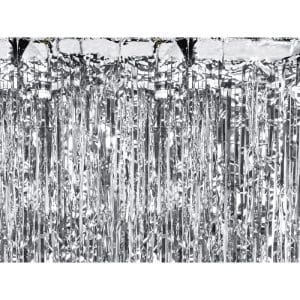 Party curtain, silver, 0.9 x 2.5m 1ctn/50pc.