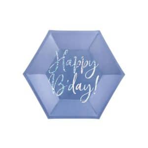 Happy Birthday! Navy Blue Plates 20cm:  1pkt/6pc.