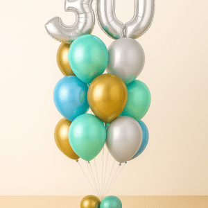 Helium Balloon Bouquet with 12 latex and Large Number 30