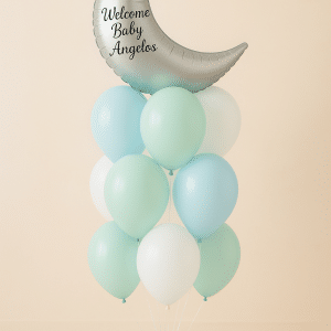 Helium Balloon Bouquet with 9 latex and Crescent Moon