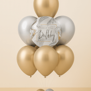 Helium Balloon Bouquet with 6 Latex balloons and Foil