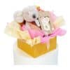 Luxury baby gift box with mouse-themed items, including Tikiri teether and Happy Horse plush, ready for gifting.