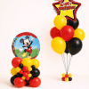 Mickey Mouse birthday balloon set with red yellow and black balloon bouquet and matching Mickey character balloon base