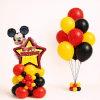 Mickey Mouse Happy Birthday star balloon base with matching red yellow and black balloon bouquet