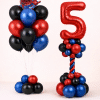 Spiderman birthday balloon set with custom number column and Spiderman head balloon bouquet in red blue and black colours
