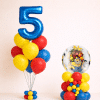 Minions birthday balloon set with custom number bouquet and Minions bubble balloon arrangement in blue yellow and red colours