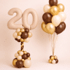 Nude number balloon column with matching chocolate gold cream helium balloon bouquet elegant birthday decoration