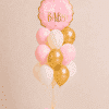 Pink and gold Oh Baby balloon bouquet with matching helium balloons for baby shower